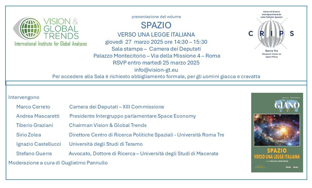 Presentazione del volume: "Spazio verso una legge italiana"